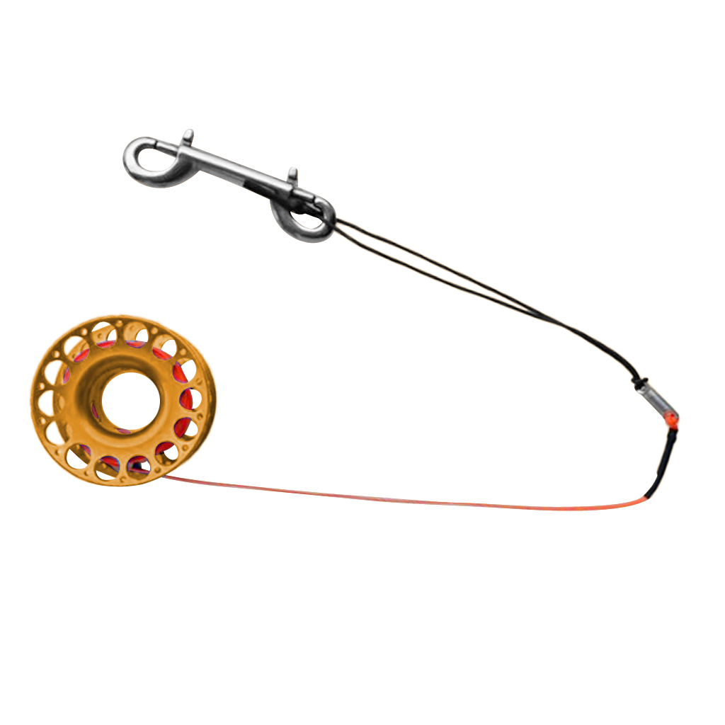 Scuba Diving Aluminum Alloy Finger Reel Spool w/ 30m High Visibility Line Snap Underwater Gear Equipment