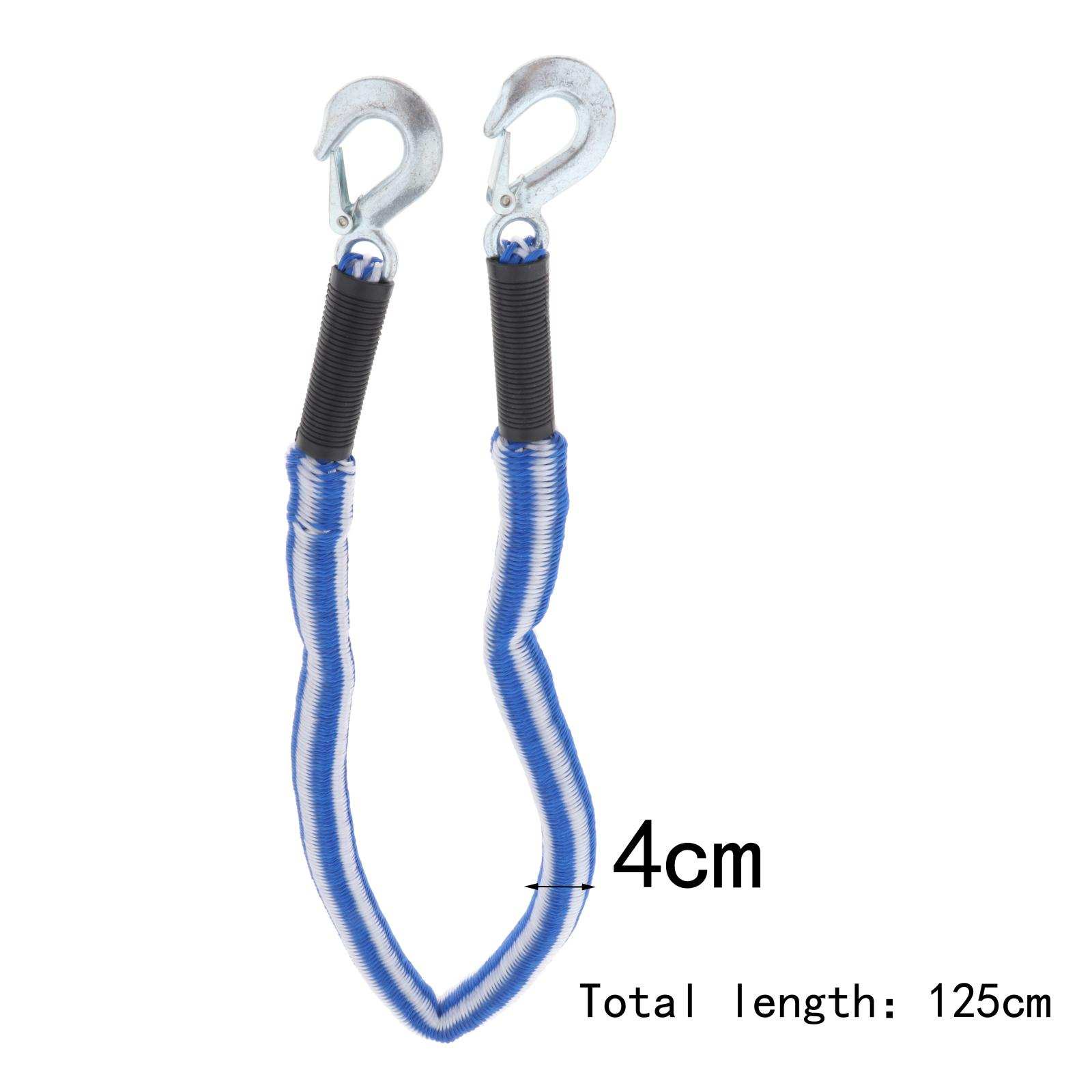 1 Ton 125x4cm Car Van Tow Cable Towing Pull Rope Strap Hooks Heavy Duty