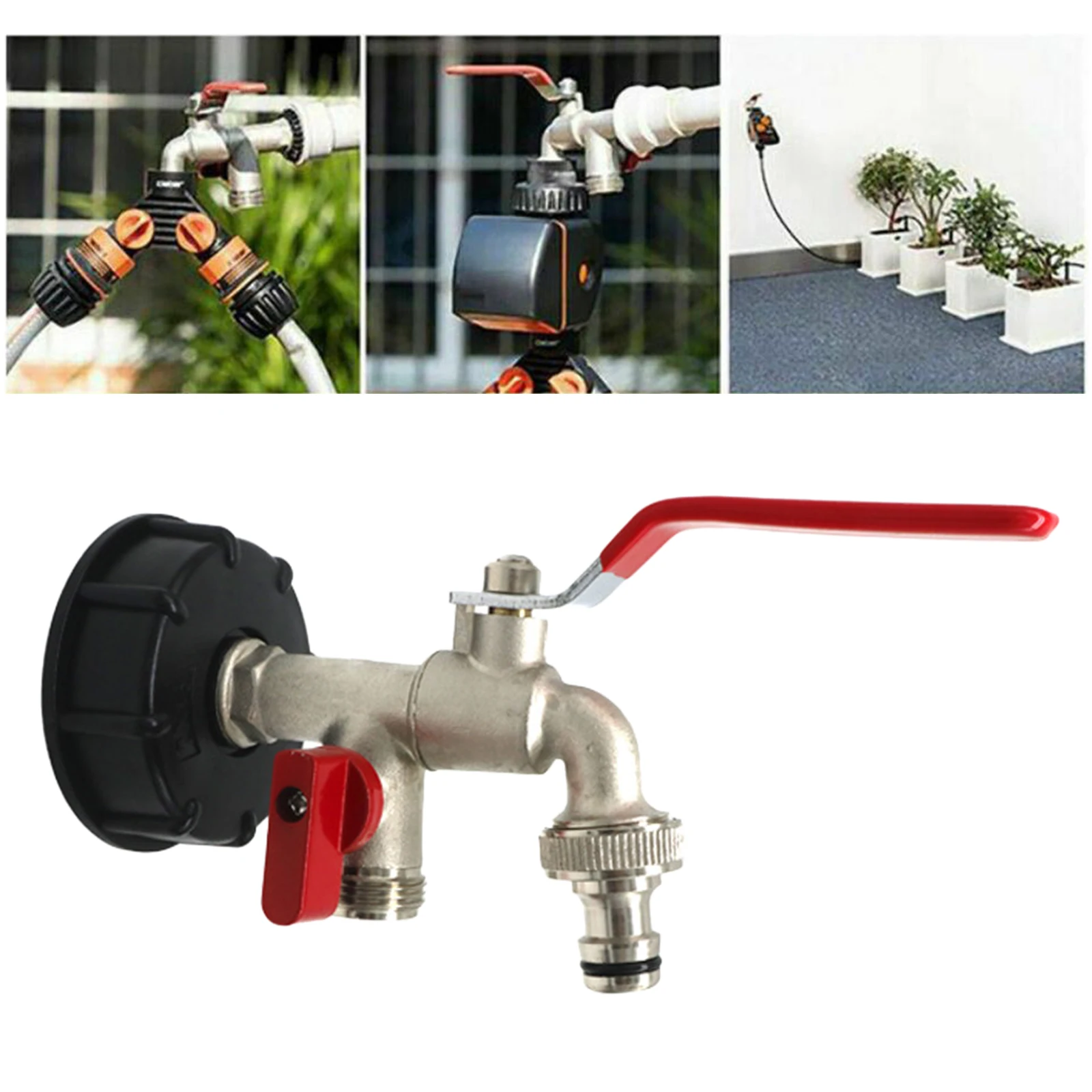 Garden IBC Tank Adapter Hose Connector Fine Thread Water Faucet Ball Fitting Kit