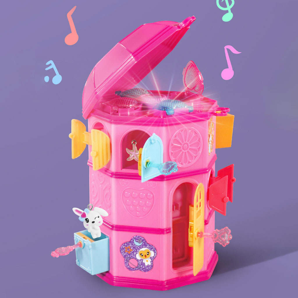 Light and Music Surprise Treasure Box with Keys Lucky Box Mystery Case Bracelet Necklace Blind Box Keepsake for Girls Kids Child