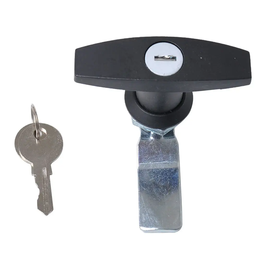 Black Secure Garage Door Opener T Handle Lock with Keys for Boat / RV