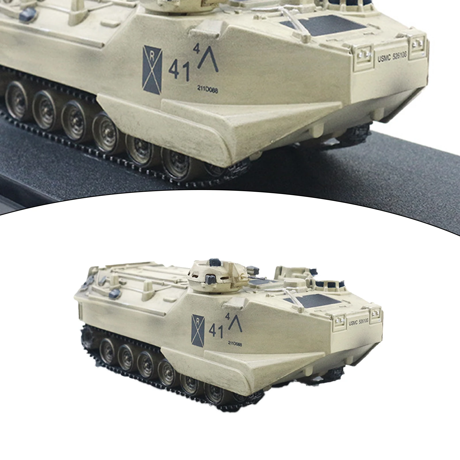 1/72 Scale American AAV7A1 Tank Model with Dustproof Case Home Office Display Tank Model Home Decor Accessory Crafts