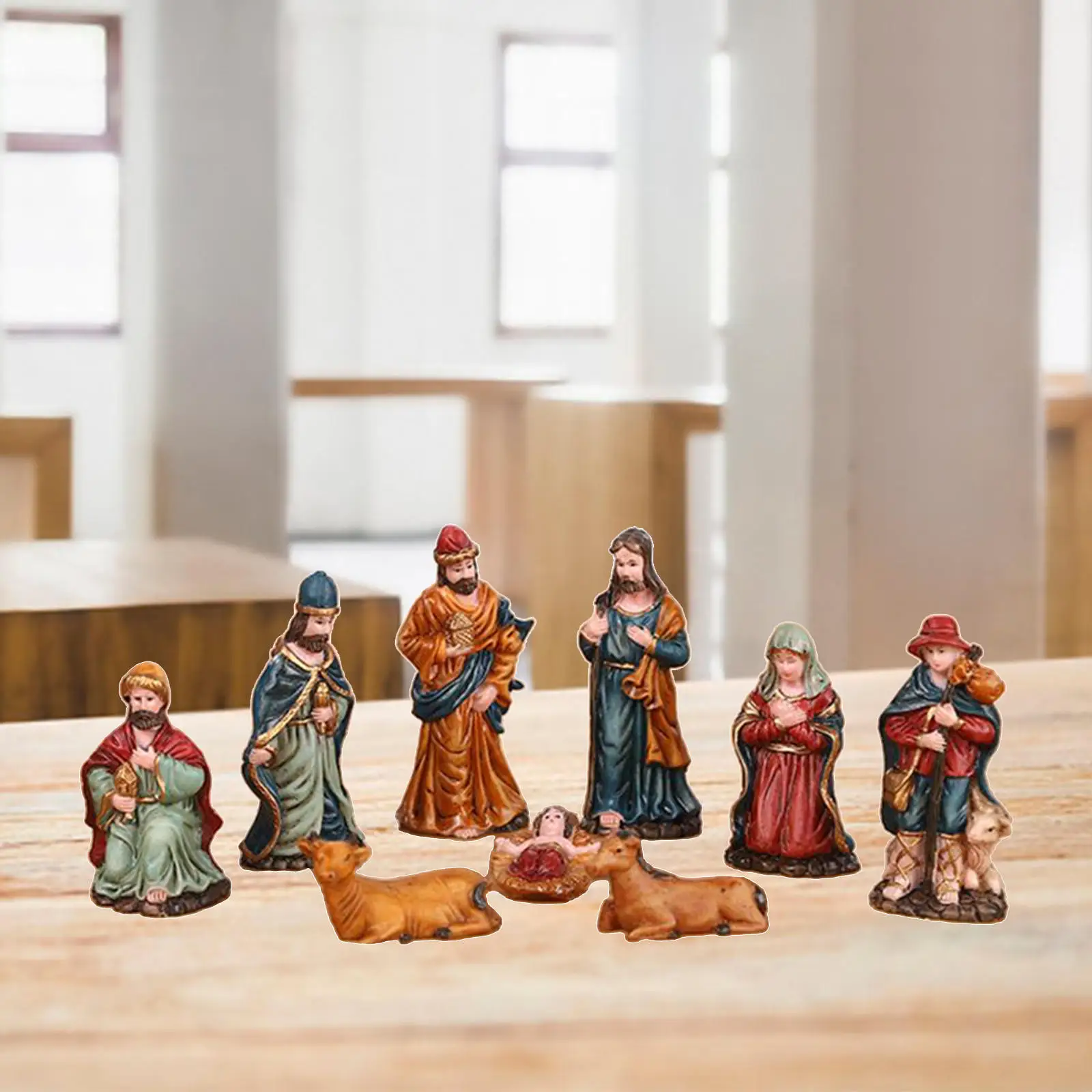 Nativity Scene Set Christmas Ornament Decorations Figurines Mini for Gifts