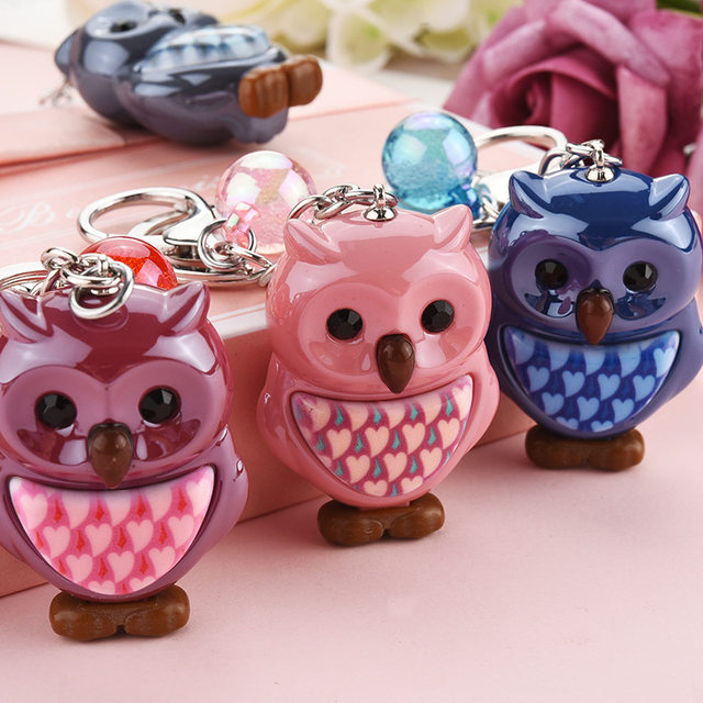 Diamond Inlaid Small Bag Keychain Owl White Pink Black Blue Creative Wallet  Accessory Keyring Soft Lanyard Girl Boy Lover Gift - AliExpress