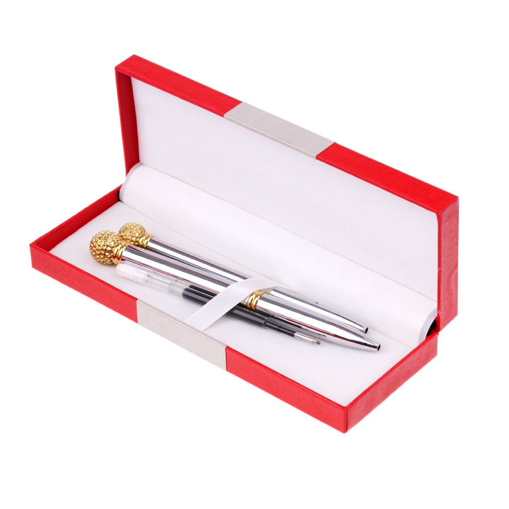 2x Office Ballpoint Pen, Rollerball, Signature Pen with Golf Ball Decoration