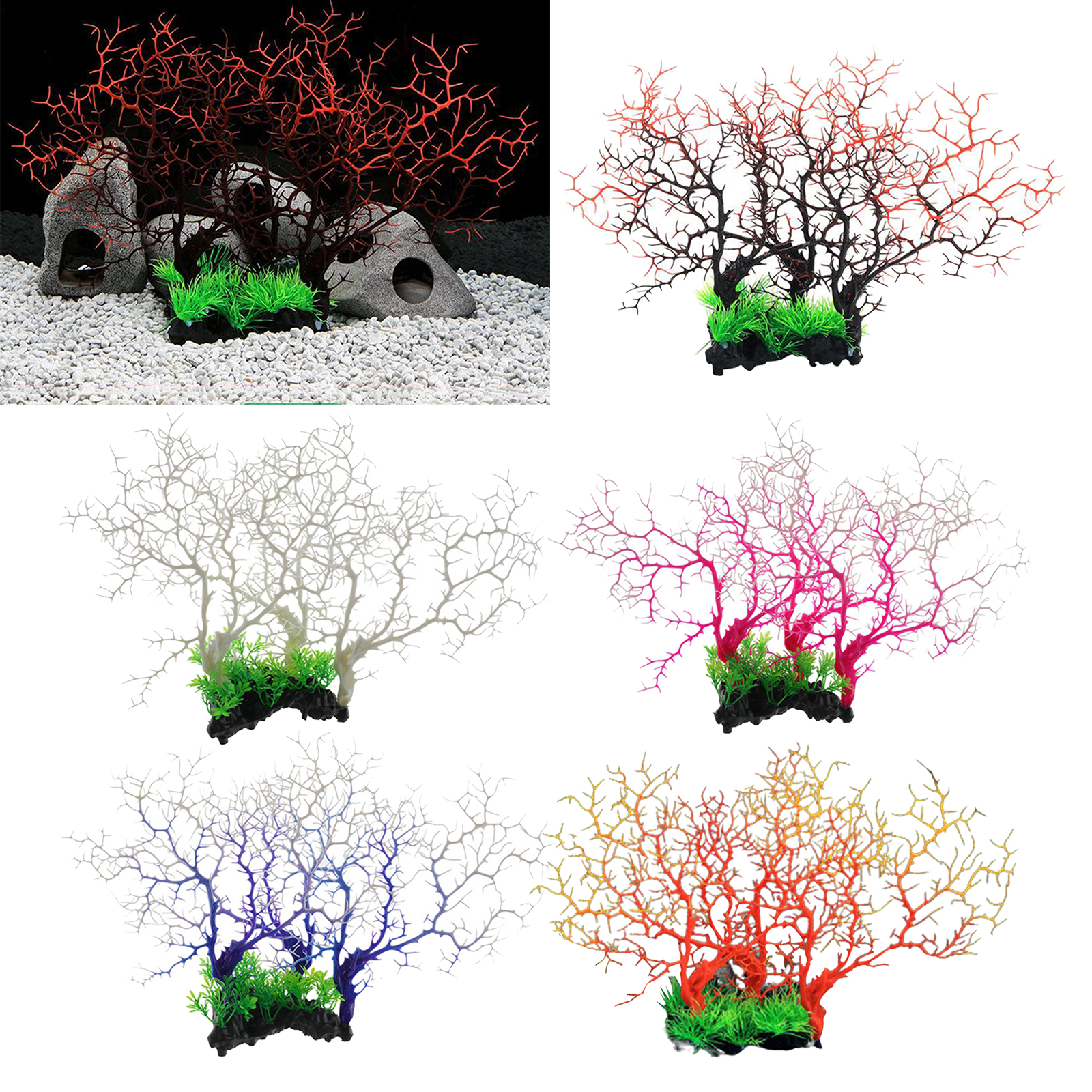 1pc Aquarium Plants Coral Tree Decoration Vivid Color Water Weeds Landscape