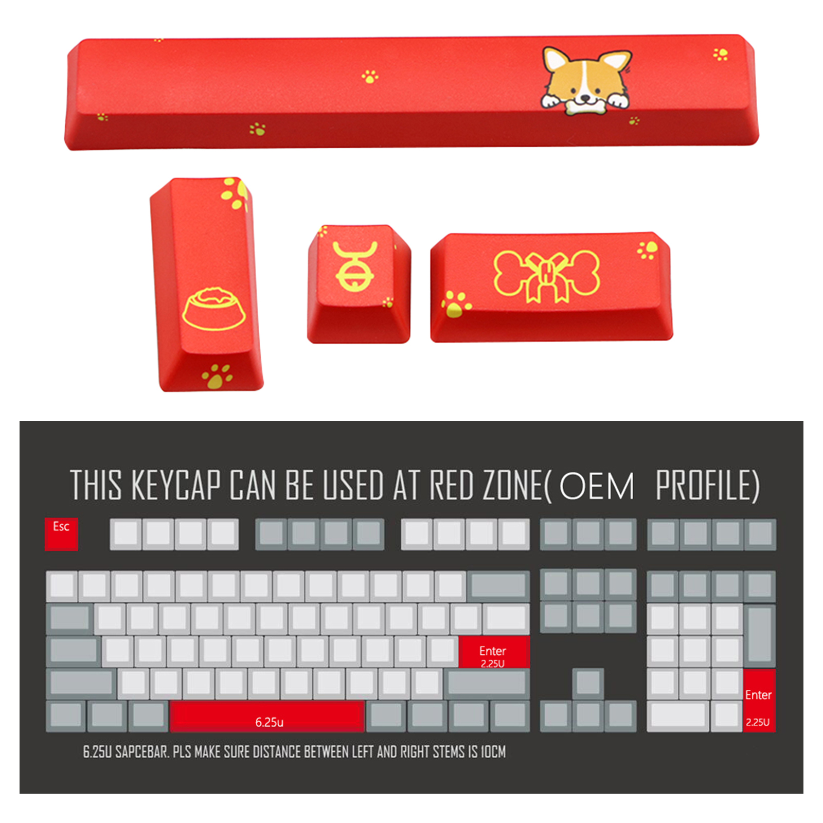 4pcs Keycaps Set PTB PC DIY Gaming Mechanical Keyboard Space Keycap ESC