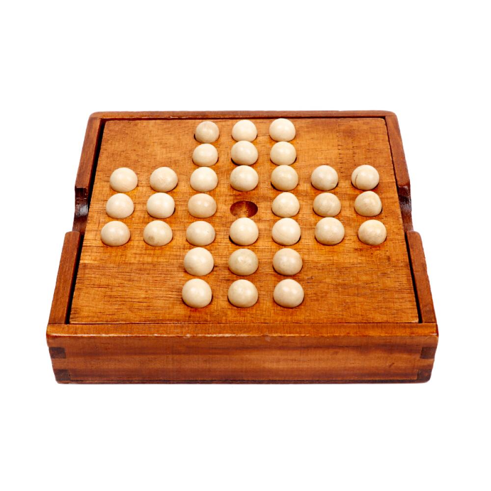Wooden Solitaire Board Cognitive Activity Diamond Chess Kids Adults Toys Brain Teasers Puzzle Game Marble Sets