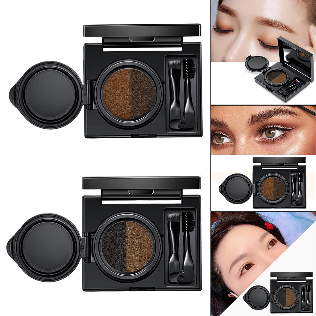 2 Color Eyebrow Powder Built in Mirror Cosmetic Set Waterproof Makeup Shading Kit Long-Lasting with Brush Eye Brow Palette Girl