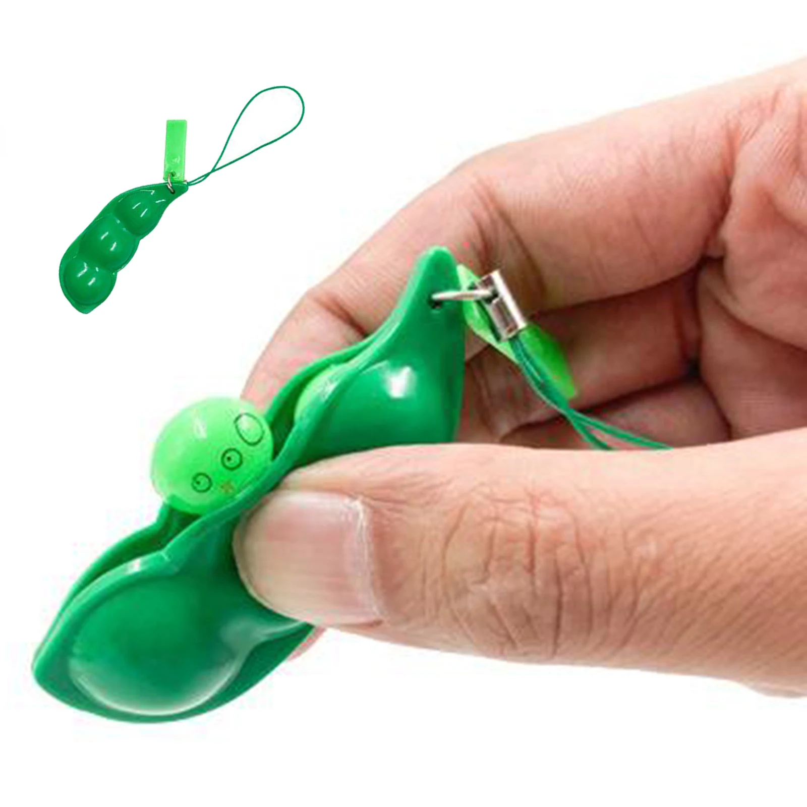 Stress NA Bean Gift Packaging Cute Pea Pod Retail Fidget Xmas Toy Soy Keyring 