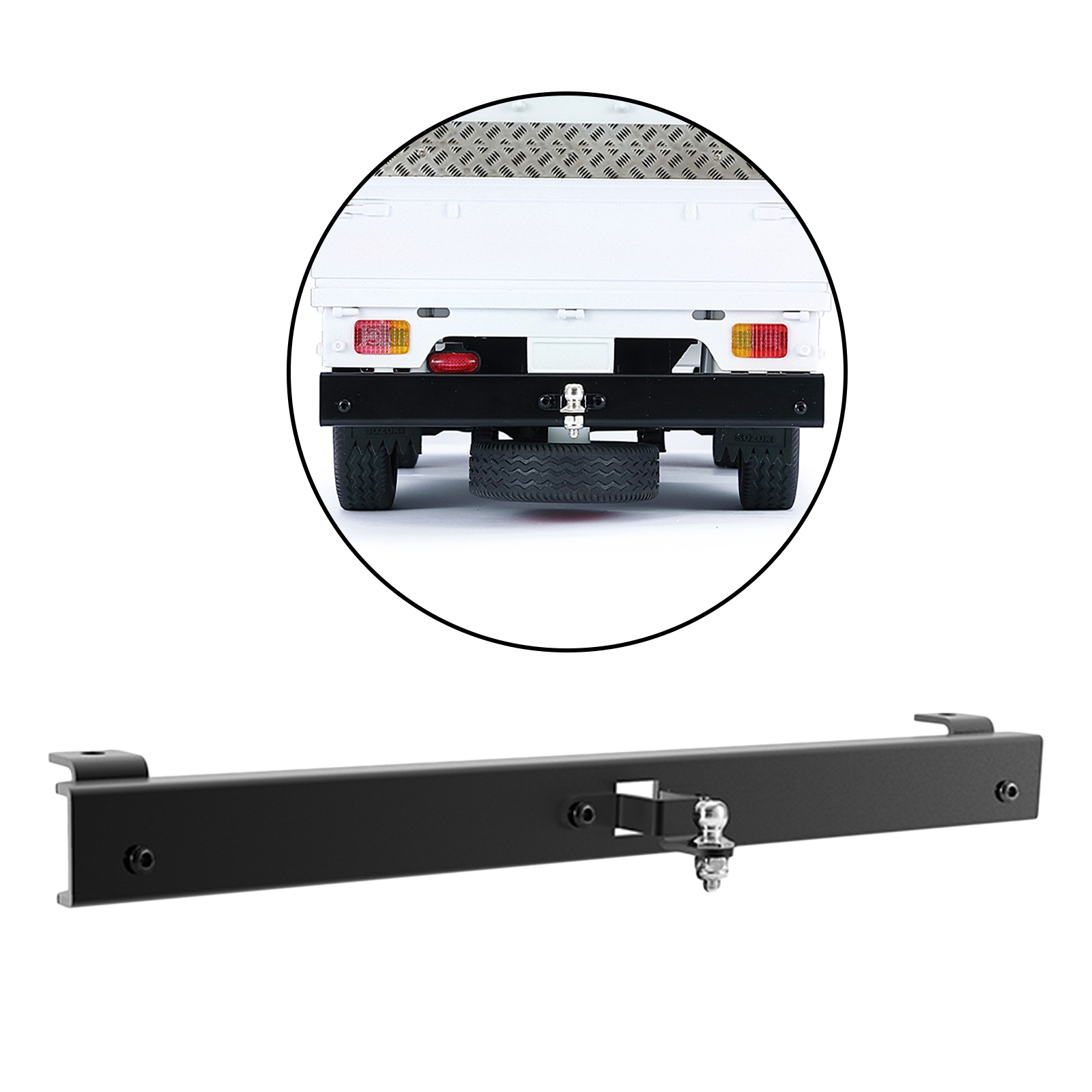 RC CNC Aluminum Rear Bumper with Trailer Buckle for WPL D12 Racing RC Car