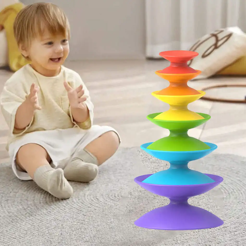 ABS Stacking Rings Toys Assembling Toddler Sensory Learning Toys for Kids