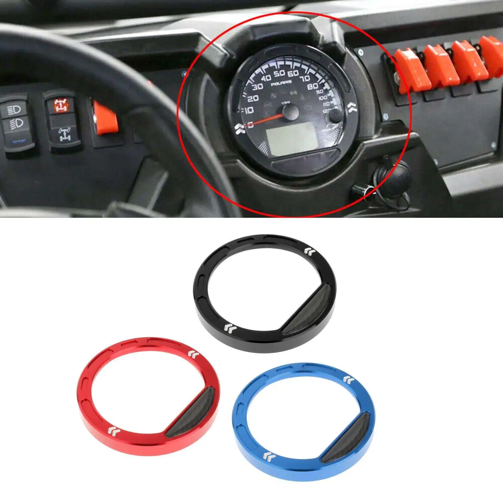 Motorcycle Speedometer Guage Bezel Cover Trim Replacement for Polaris RZR 570 800 900 RZR 1000