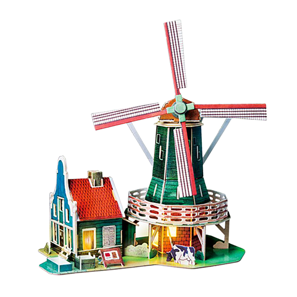 1/24 Dollhouse Miniatures DIY Accessories Kit Vintage House Kids Children Birthday Gift - Netherlands Windmill