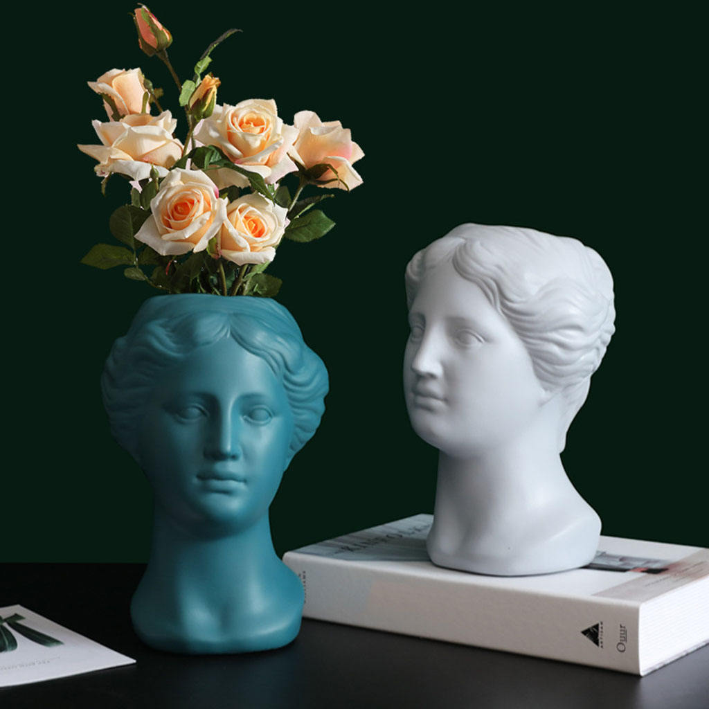 Resin Portrait Face Flowerpot Plant Planter Modern Statue Artistic Vase Succulent Window Sill Box Holder for Home Office