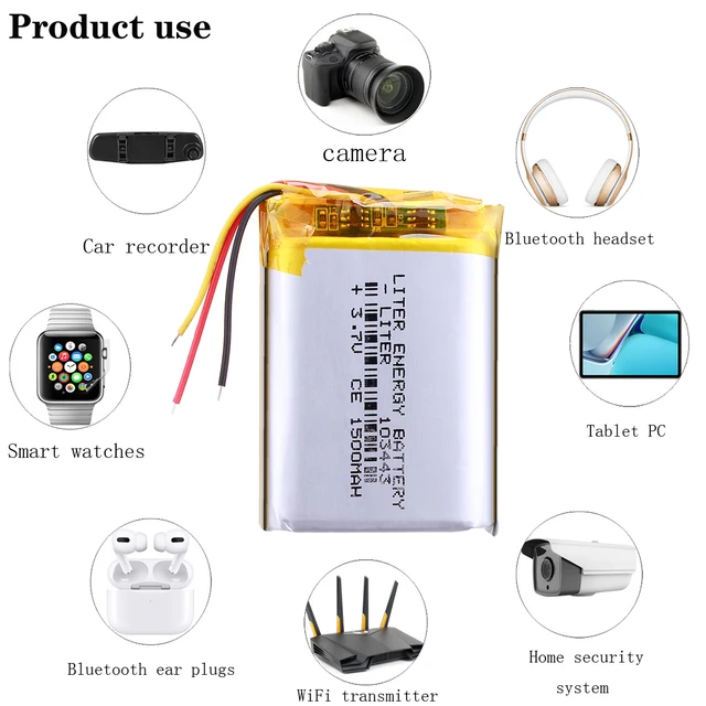 Bateria de polímero de lítio para Game Machine, 3 Line, 3.7V, 103443,  1800mAh, MP3, MP4, MP5, Navegador GPS, Rádio Drift, Stealth 2, Câmera de  ação - AliExpress