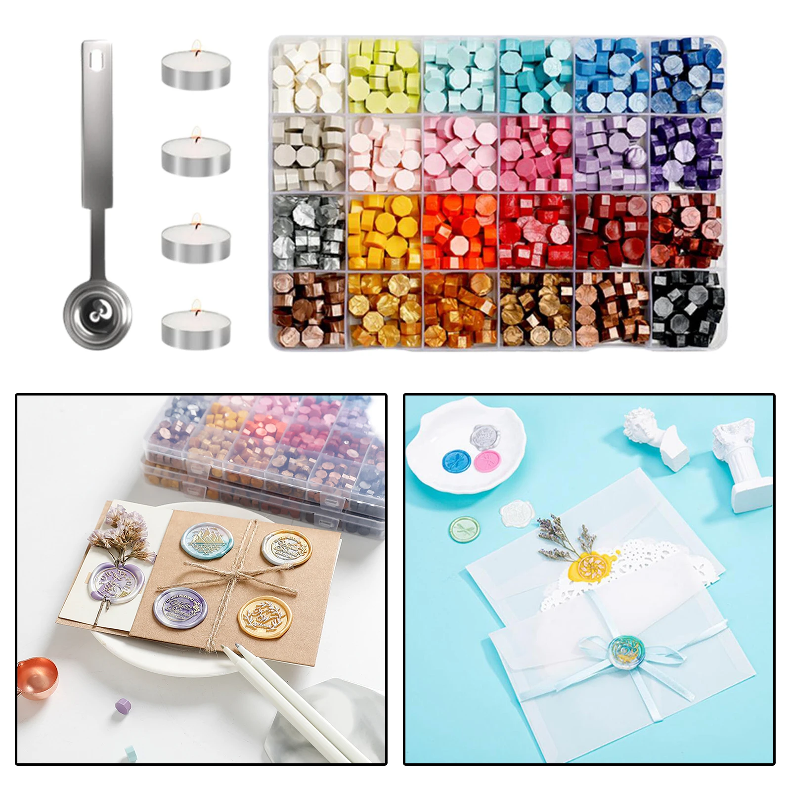 Details about   Retro Wedding Box Kit w/ Sealing Wax Beads Spoon Stamp Set DIY Scrapbooking Tool 