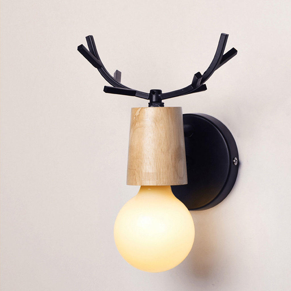 Nordic Style Wood Antler Chandelier / Wall Iron Pendant Lamp Sconce Dining Living Room Aisle Hotel