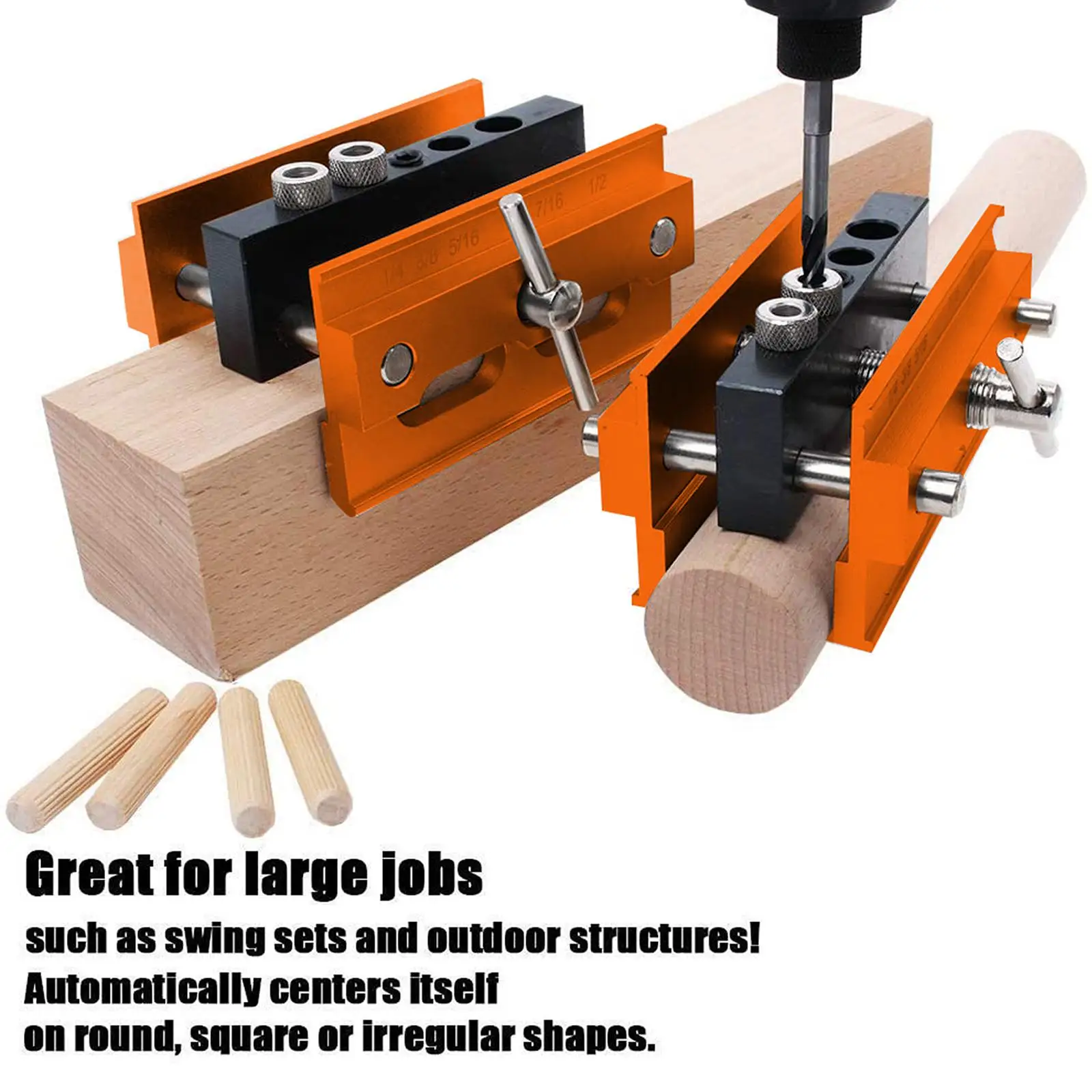 Heavy Duty Doweling Jig Self Centering with Drill Bushings Tool Drilling Kit Precise Drilling Guide for Metric Dowels Joinery