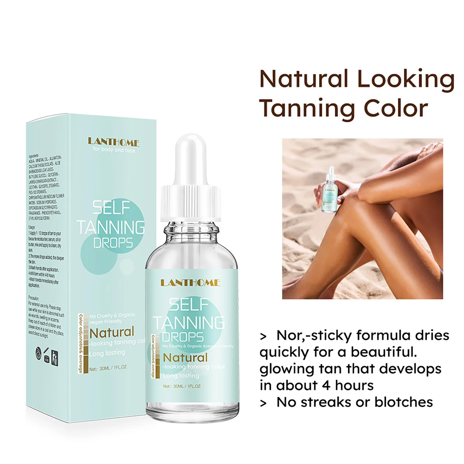 30ML Self Tanning Drops Body Concentrated Skin Care  Tanning Drops Lotion Cream Long Lasting Suntan Suitable For All Skin #40