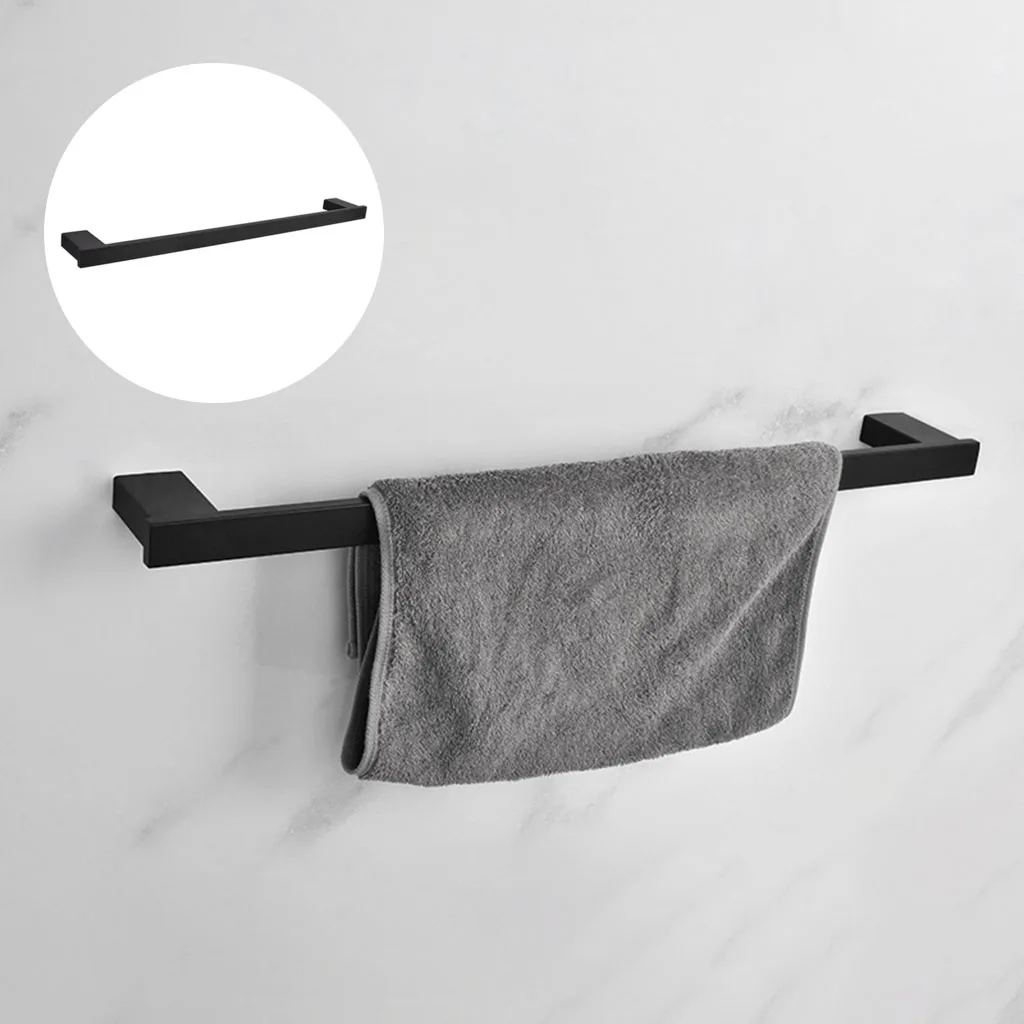 Stainless Steel Wall-mounted Bath Towel Rack Towel Bar Holders Bathroom Kitchen Towel Rag Hanger Stylish Storage Organizer