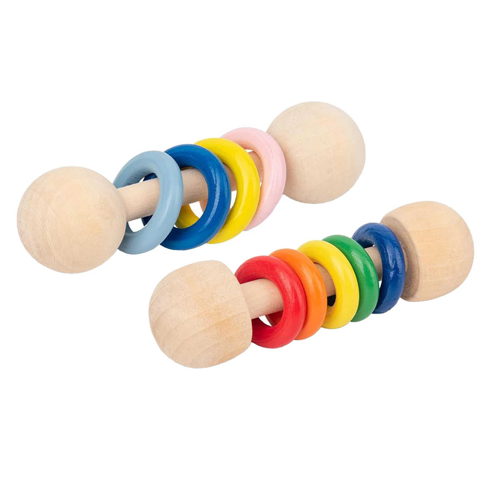 Wooden Baby Rattle Teether Montessori Grasping Shaking Teething Toy for Babies and Toddlers