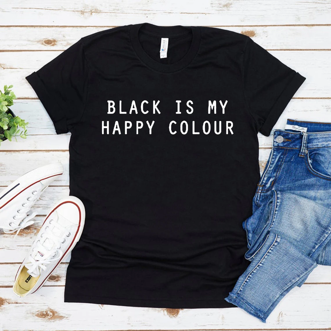 Tanie Czarny jest mój szczęśliwy kolor Tshirt kobiety Harajuku Tumblr hipsterska sklep