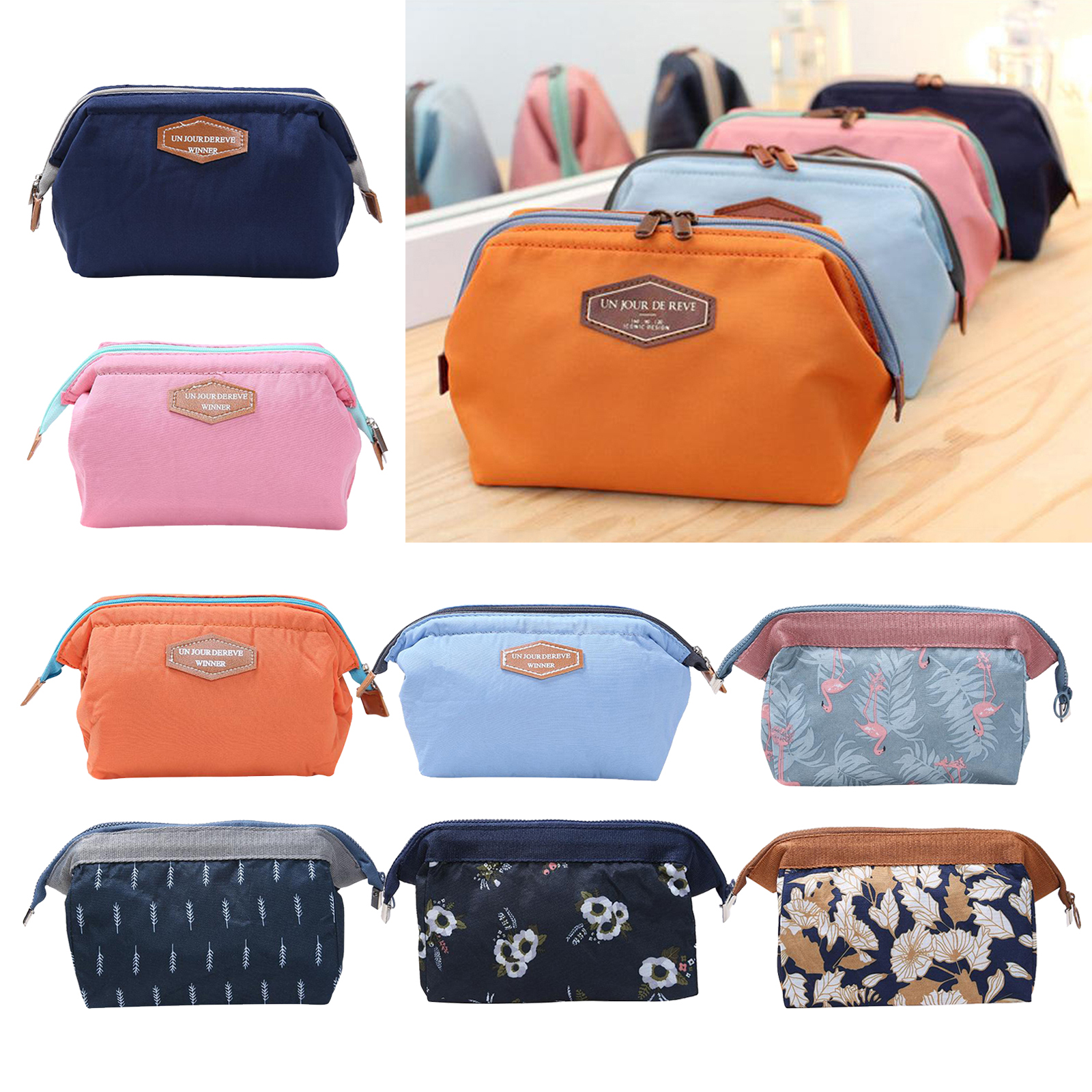 Womens Girls Funny Cotton Makeup Bag Cosmetic Bag Pouch Purse Zipper Handbag