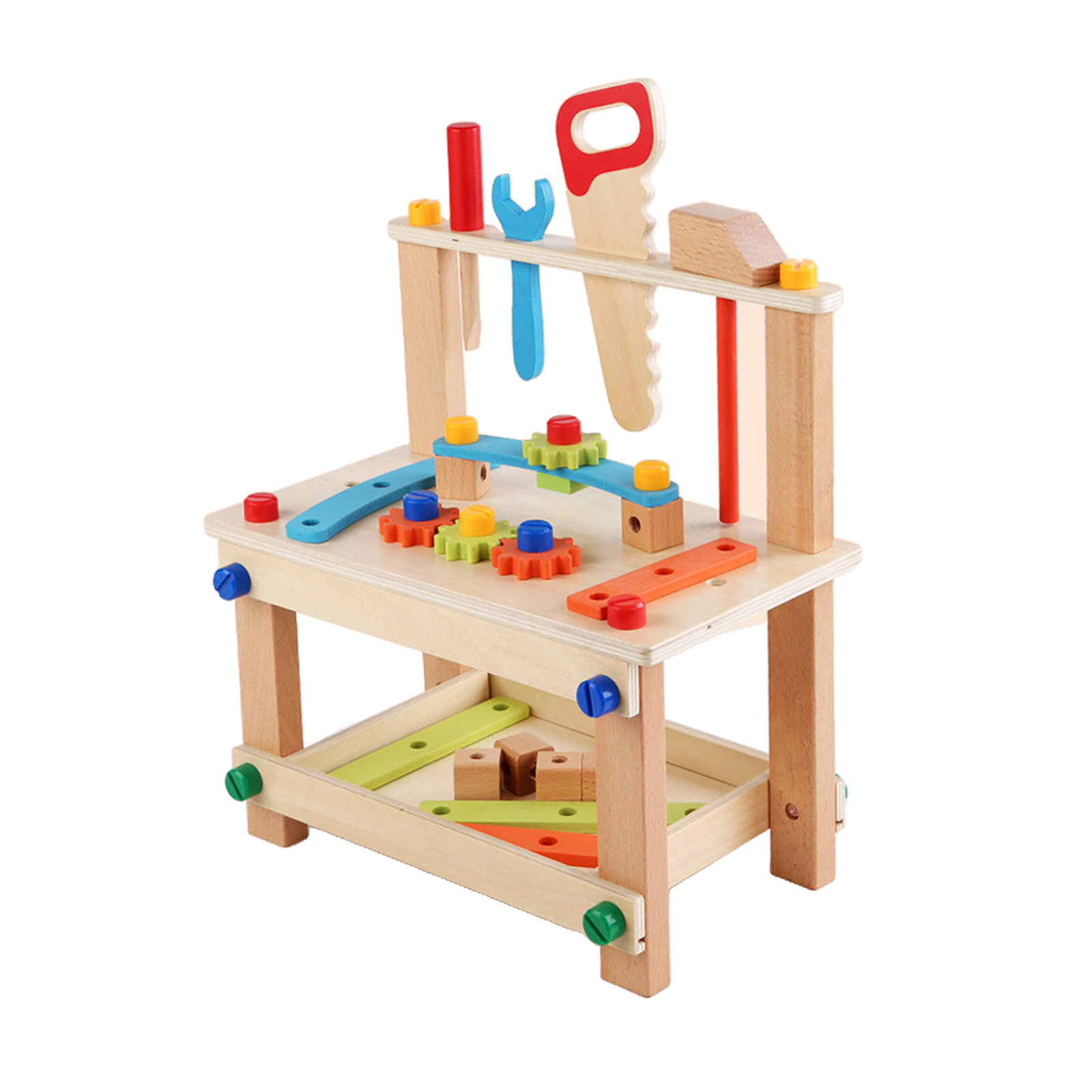 Wooden Tool Workbench Children Kids Play Toy Construction Building Set Gift