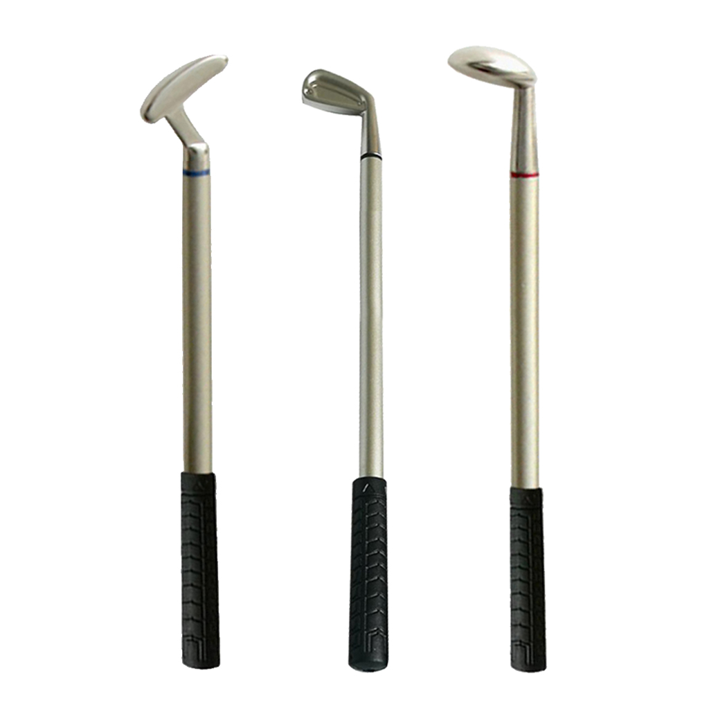 3x Golf Pen Set Mini Golfer Present Ballpoint Pens Blue Black Red Novelty