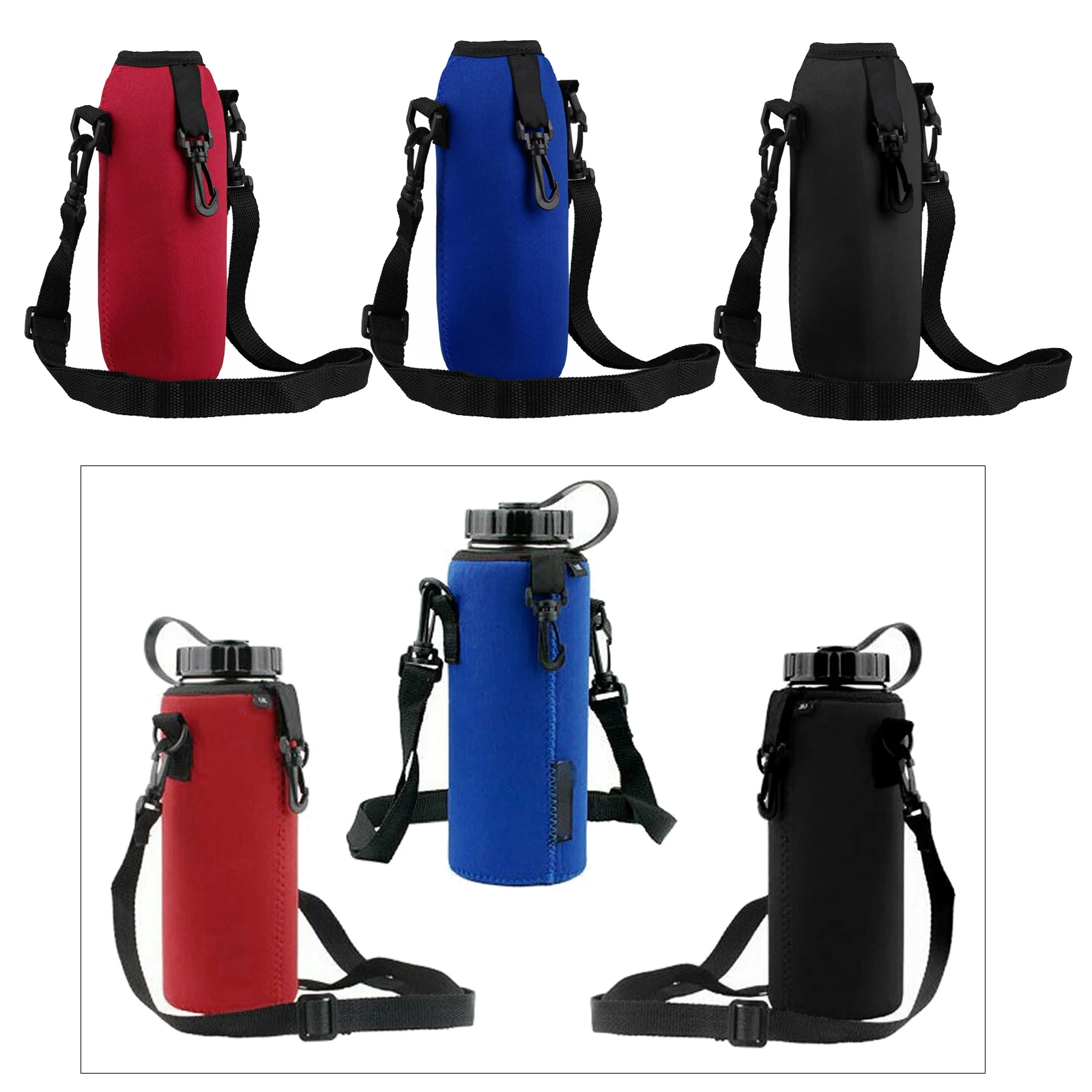 750ML Collapsible Neoprene Water Bottle Carrier Zipper Cooler Cover Insulator Holder Sleeve for Scuba Diving Sports