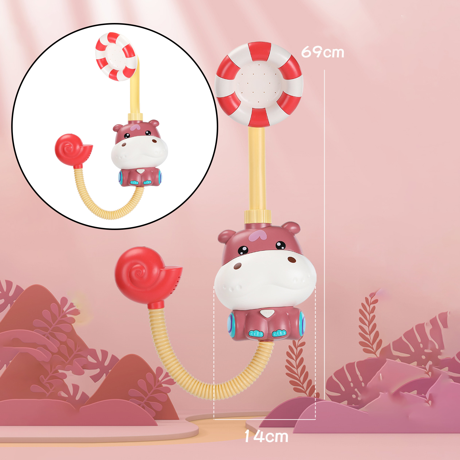 Cartoon Electric Baby Bath Toy Water Play Shower Hippo-shaped Sprinkler Sink for Swimming Pool Accessories Parent-child Toys