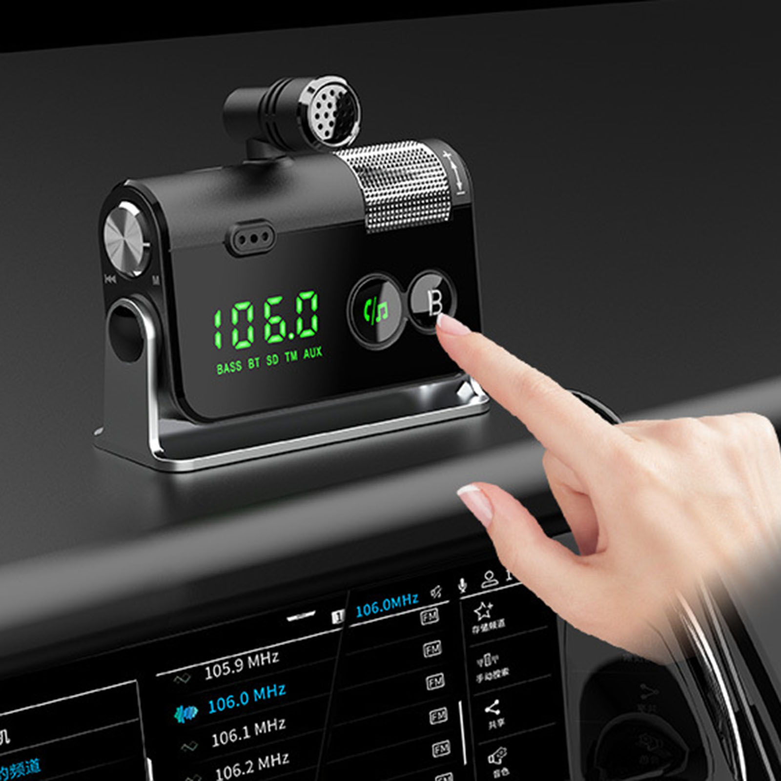 Bluetooth FM Transmitter Plug-in Microphone Wireless Car Kit for iOS Phones