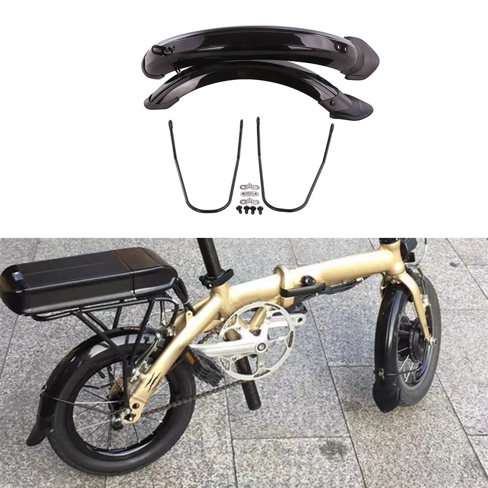 12`` 14`` Folding Bike Mudguard Set Universal Foldable Bicycle Front & Rear Wheel Mud Guard Protection