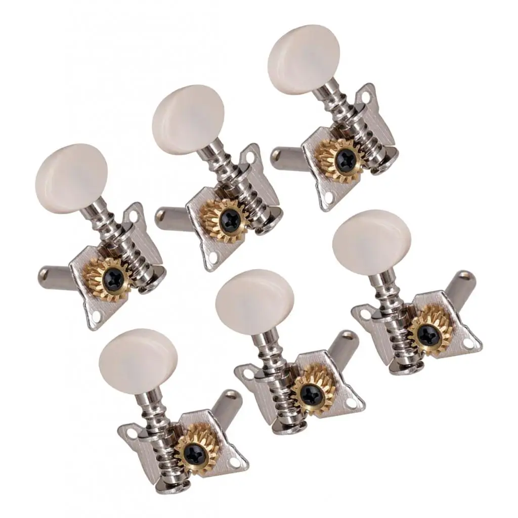 6 Pieces 3R 3L Guitar Machine Heads Mechanical Tuning Pegs For Acoustic Guitar Electric Guitar, Silver