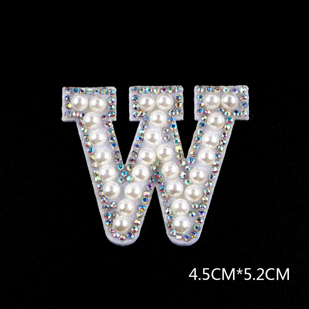 26 brief AB Strass Perle Englisch Alphabet Patch 3D Perlen Aufkleber Mixed Stickerei Patch Für Kleidung Logo Diy Applique – Detail 34