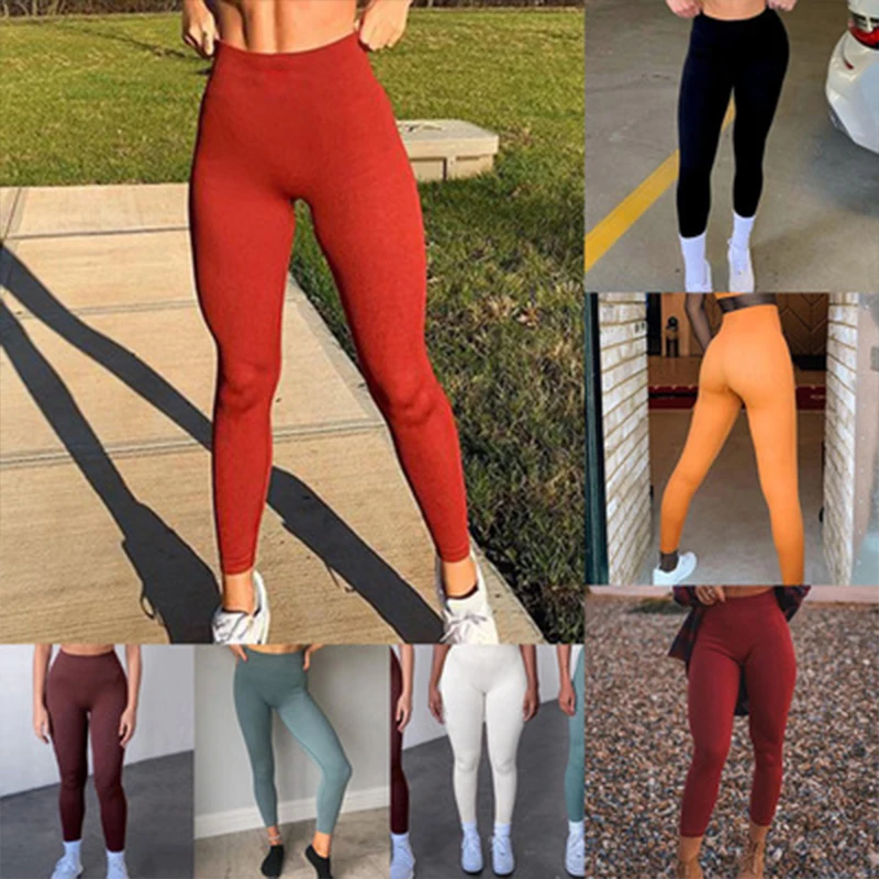 Tossy Ribbed Yoga Leggings Sports Tights Women Seamless Knit Yoga Pants White Femme Gym Leggings Skinny Workout Fitness Push Up