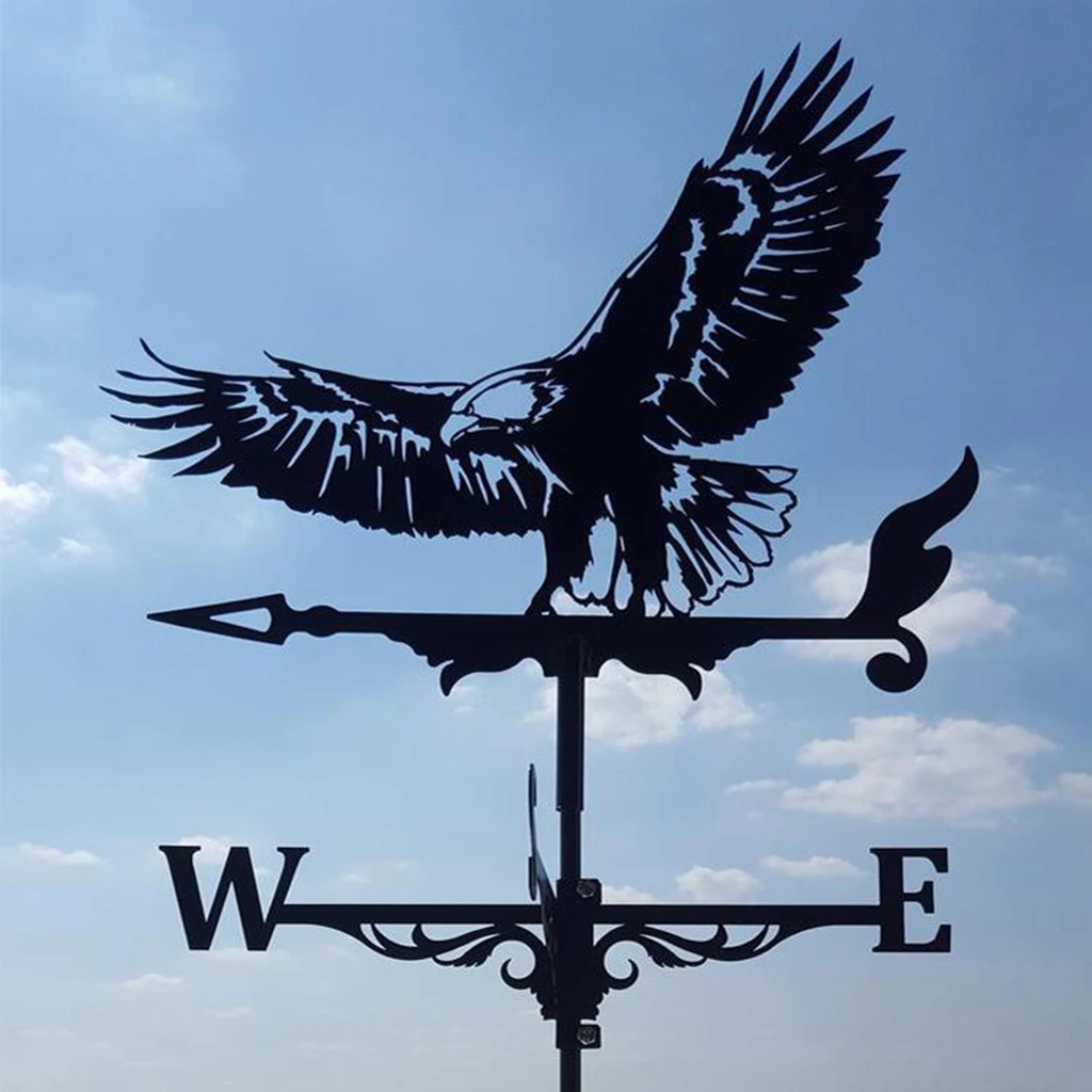Metal Black Weathervane Roof Mount Weather Vane Outdoor Barn Stake 50cm Tall