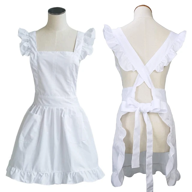 Best Sellers-retro Ruffle Apron Fancy Cute White Apron For Kitchen Cooking  Baking Cleaning Maid Costume Frilly Adorable Waitress Aprons Vintage Costum