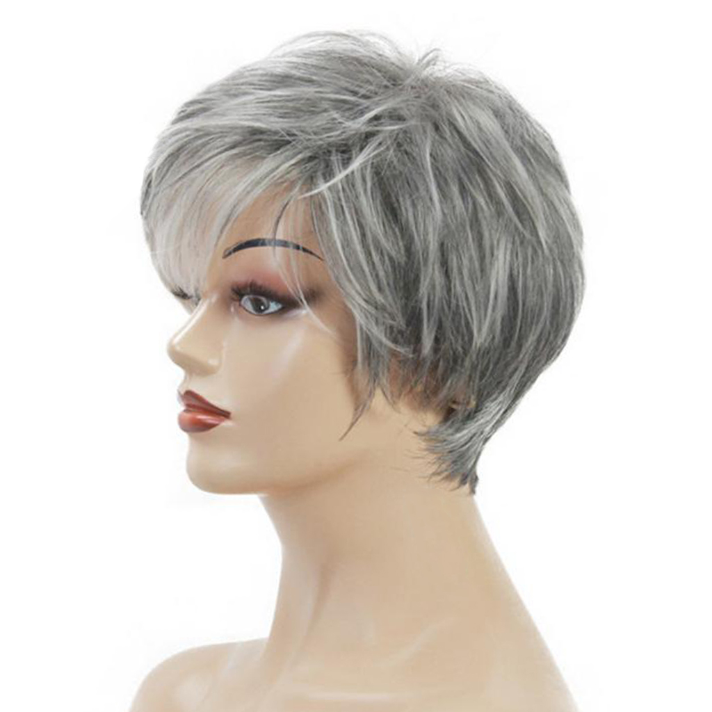 Gray Human Hair Wigs for Women Short Wavy Wig  Resistant for Hairstyling