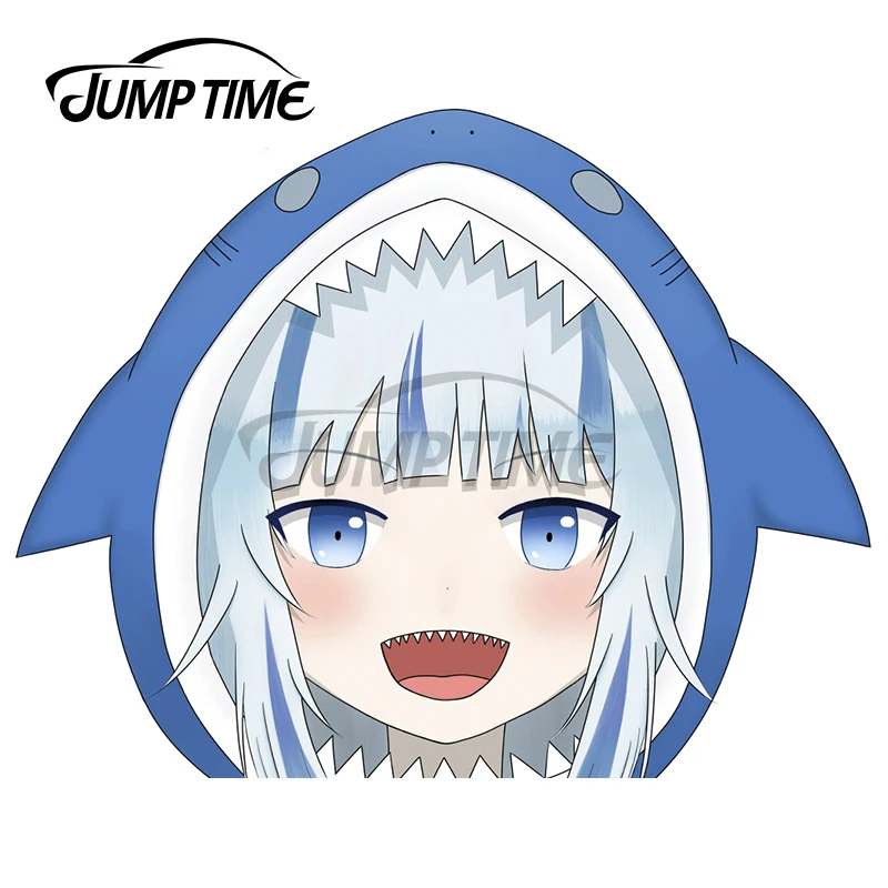 Jump Time 13 X  Gawr Gura Shark Trunk Windshield Personality Car  Stickers Waterproof Anime Motorcycle Rv Cartoon Decal - Car Stickers -  AliExpress