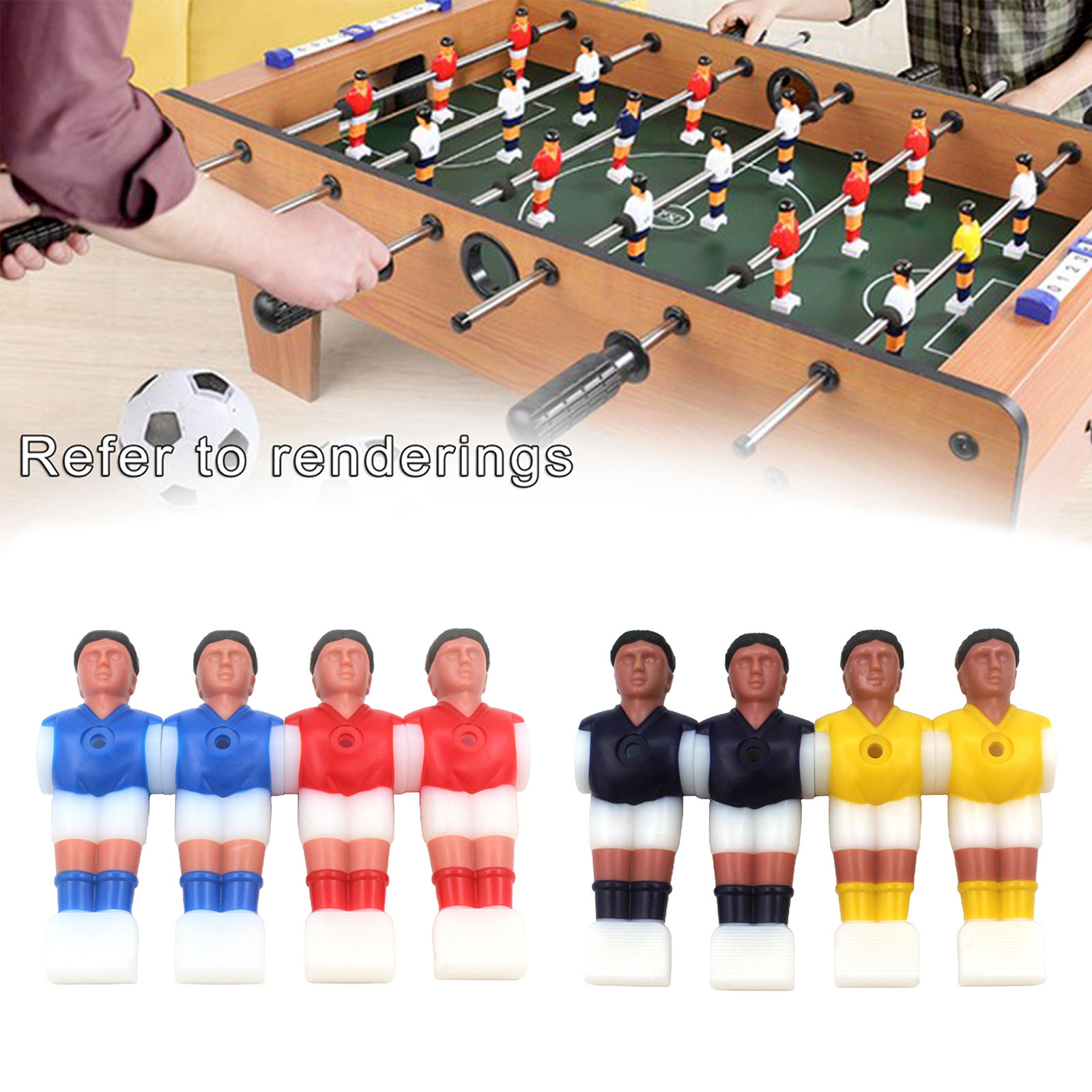 4pcs Hard Rubber Mini Foosball Men Table Top Football Players Model with Ball Indoor Replacement Accessories