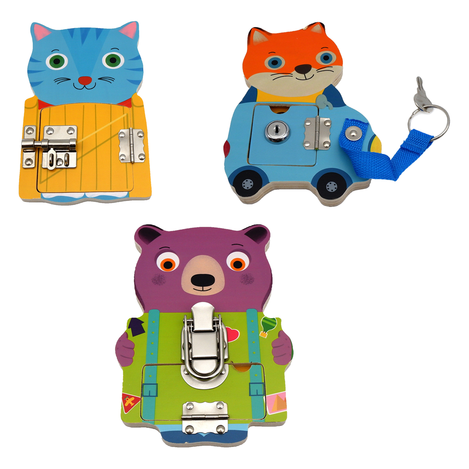 Toddler Busy Board Wooden Sensory Education Unlock Toy Fine Motor Skills Boys & Girls