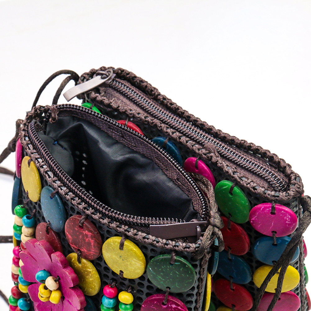 Coconut Shell Tasche Weibliche Schulter Rucksack Handy Ändern Schmuck Tasche Böhmischen Perlen Tasche Dekoration Handwerk Lagerung Tasche – Detail 2