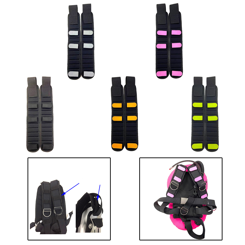 2pcs Neoprene Diving Backplate Shoulder Strap Pad Guitar Webbing Band Cushion BCD Carrier Harness Tank Air Cylinder Holder Belt