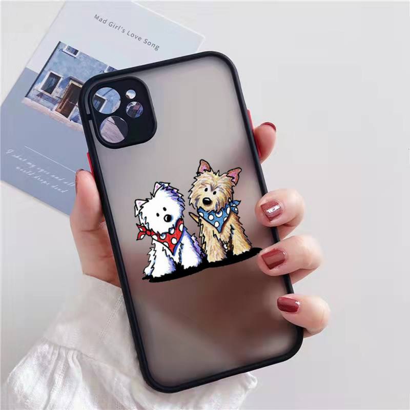 Westie lovely cartoon dog Phone Case matte transparent  For iphone 7 8 11 12 13 plus mini x xs xr pro max cover iphone 11 case with card holder