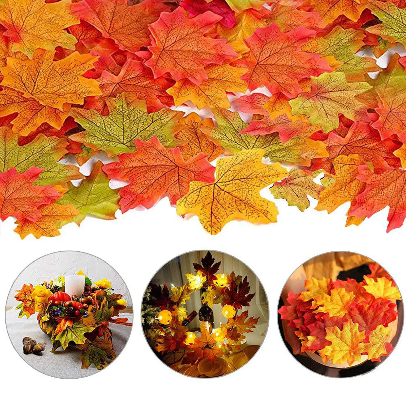 50pcs Autumn Maple Leaf Fall Fake Silk Leaves Craft Decor Party Wedding J2N3 