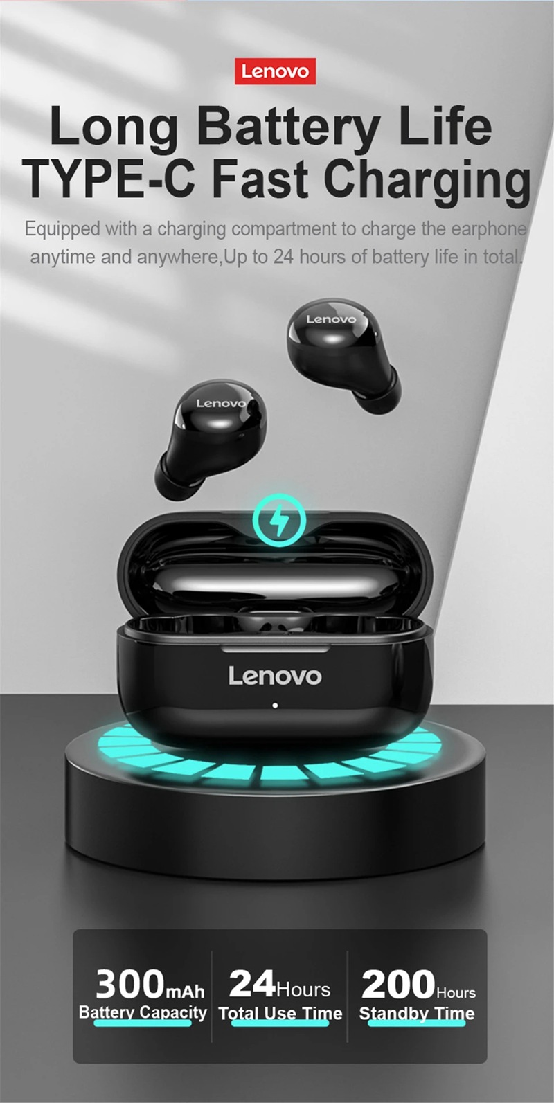 Lenovo LP11 TWS Earphone Wireless Bluetooth V5.0 Earbuds Headphone Stereo Noise Cancelling In 