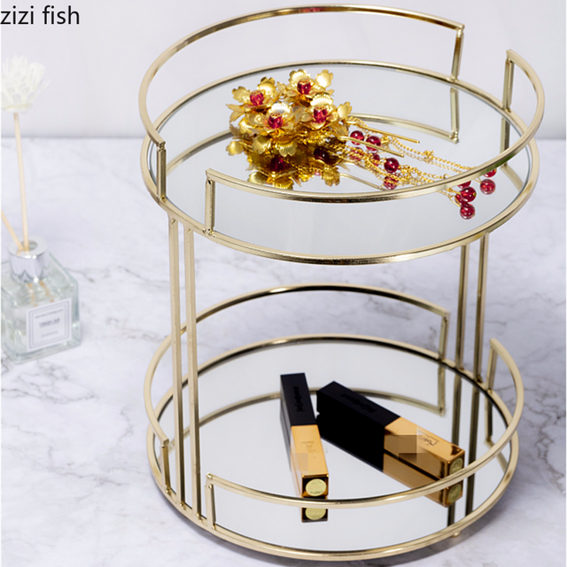 Modern Gold Mirrored store Beauty Product Holder (2Layer)