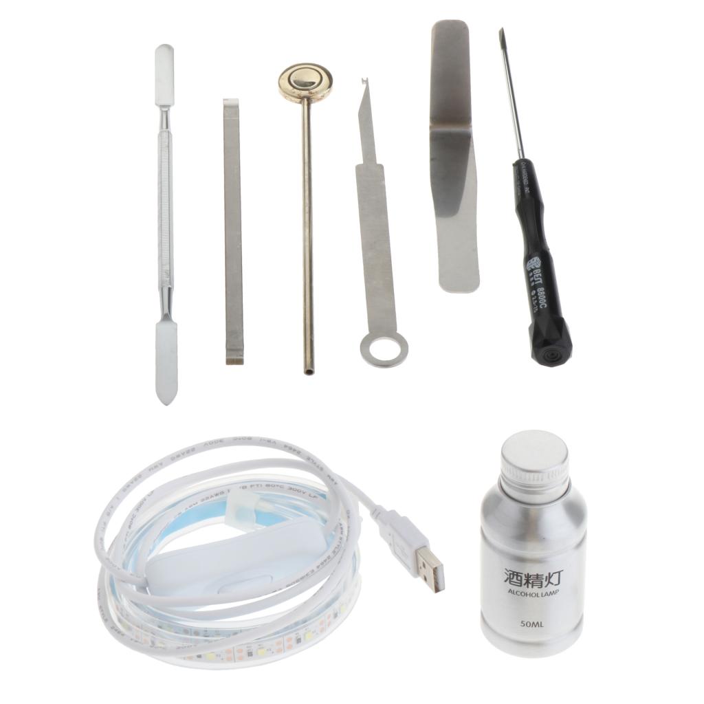 8 In 1 Sax Repair Kit Spring Hook Saxophone Flute Maintenance Tool Set w/ LED Leak Detection Light